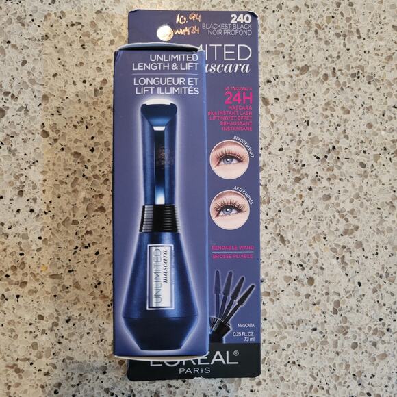 L'Oreal Unlimited Mascara Length & Lift 240 Blackest Black WATERPROOF Bend✨️NEW